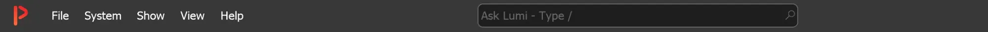 The PHOTON Studio menu bar, with the Ask Lumi field on the right.