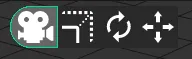 The Camera, Scale, Rotate and Translate buttons at the top right of the 3D Scene window, with Camera active.
