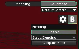 The Blending panel opened from the B button, with Enable switched on, Static Blending selected and the Compute Mask button.