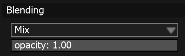 The Blending section, with the blending mode dropdown set to Mix and the opacity slider at 1.00.