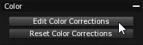 The Color section of the Shared Clip Properties, with the pointer on the Edit Color Corrections button.