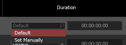 The Duration drop-down of the Create Clips window, open on Default and Set Manually.