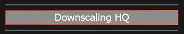 The Downscaling HQ toggle, turned on, which applies a high quality filter to clips scaled down during composition.