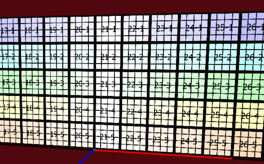 The Dynamic grid with Display Grid Subdivision on, extra horizontal and vertical lines dividing each cell.