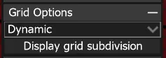 The Grid Options section expanded, its dropdown set to Dynamic above the Display grid subdivision toggle.