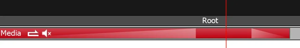 A Media clip on the Timeline with a triangle drawn at its start and another at its end, showing a fade in and a fade out.