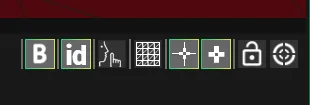The quick option bar of the Calibration Tools panel, with the id toggle enabled next to the B toggle.