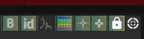The quick option bar of the Calibration Tools, greyed out except the closed padlock once the calibration is locked.