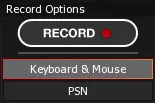 The Record Options section, with the RECORD button idle and Keyboard & Mouse selected as the input to record.