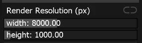 The Render Resolution (px) fields, width set to 8000 and height to 1000, which the grid uses to keep its cells square.
