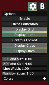 The 3D Scene Settings panel, with the Display Grid toggle enabled in its Options list.
