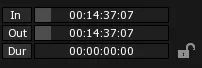 The In, Out and Dur time sliders of the Shared Clip Properties, where new values set the Clip's length.