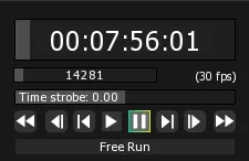 The Timeline Editor transport controls, with the Free Run toggle below them still off.