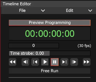 The Preview Programming toggle above the Timeline Clock in the Timeline Editor, switched on, the clock turned green.