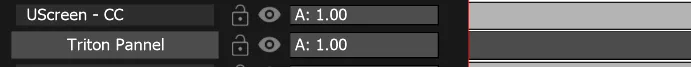 The Triton Pannel screen layer label in the Timeline, below the UScreen - CC layer, before renaming.