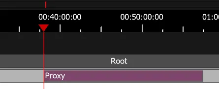 A Proxy clip on the Timeline starting at the Playhead, as placed by the Playhead Front option.